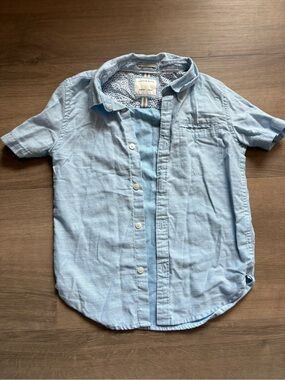 Cactus Boys Light Blue Short-Sleeve Kids Button-Up Shirt- size 5/6